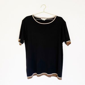 MISOOK Black Top with Brown and Cream Trim Size 2X
